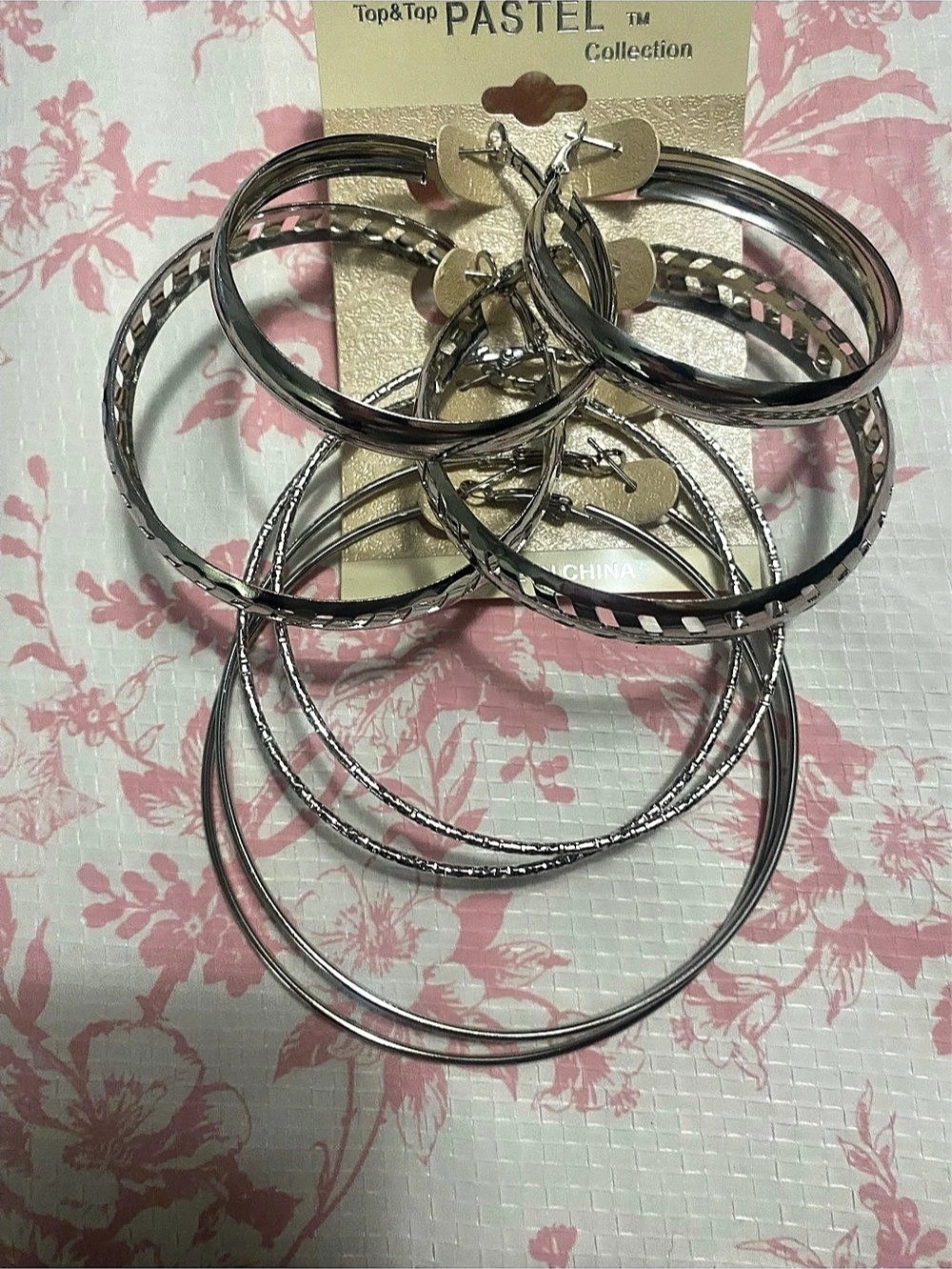 Top Top Pastel Collection Silver Hoops  earrings  set of 4, Set NWT